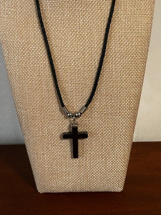 Unbranded Jewelry - Accents Kingdom 16 Inch Metallic Black Hematite Cross Pendant Gunmetal Finish